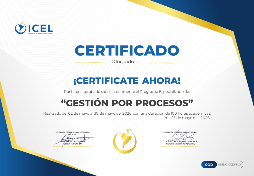 Certificado original cara delantera Gestión por Procesos